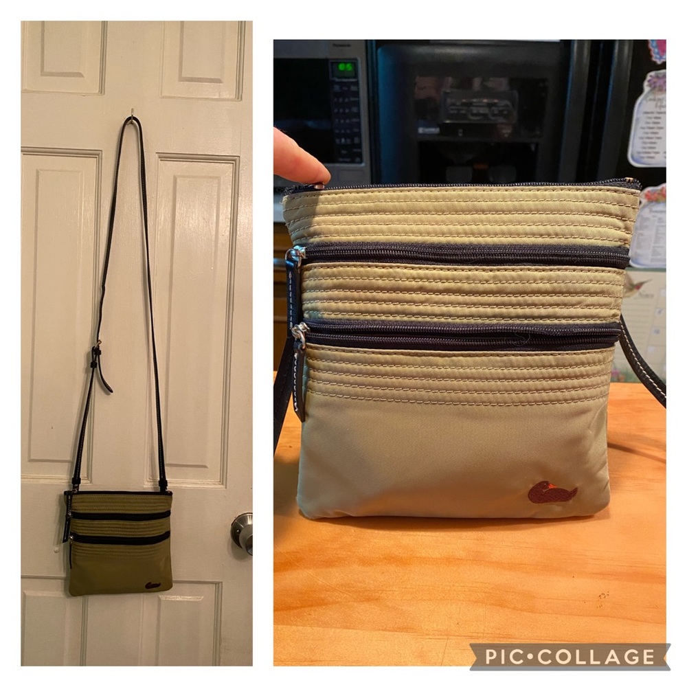 DB Duck Letter Green Sateen Leather Crossbody